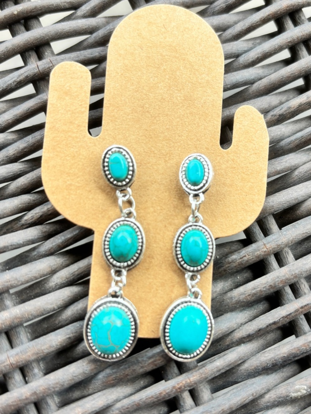 Turquoise Triple-Drop Dangle Earrings - Women Jewelry